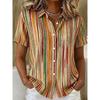 Women's Shirt Short Sleeve Graphic Geometric Striped Vintage Tropical Stylish Shirt Collar Regular Tops