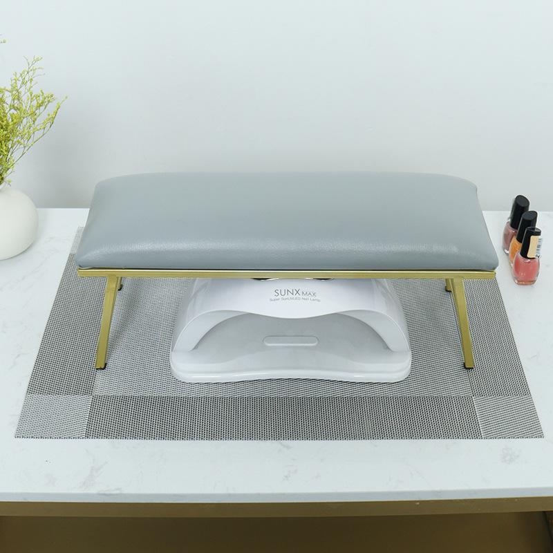 Elevated Manicure Hand Rest Set with Iron Art, Leather, and Non-Slip Pad - Fits Manicure Lamp