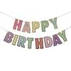Colorful Silver Glitter Happy Birthday Banner for Kids' Party Decorations