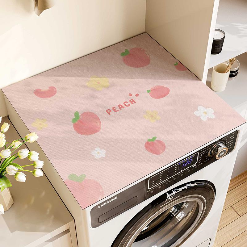 Ins-Style Drum Washing Machine Dust Cover & Fridge Diatomaceous Earth Non-Slip Water Absorption Mat