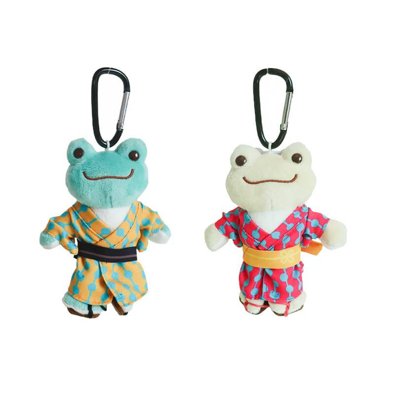 Cute Kimono Smiling Big Eyes Frog Plush Toy Keychain Pendant For Backpack Decor