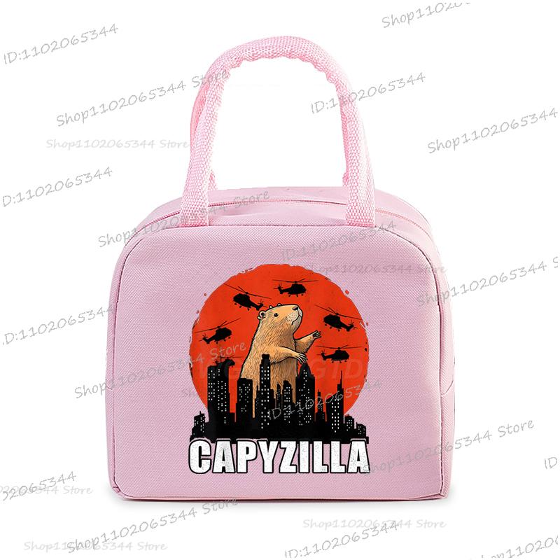 Cute Capybara Print Women Men Lunch Bag Fashion Animal Capybara Portable Insulated Bags School Kids Multifunctional Food Handbag