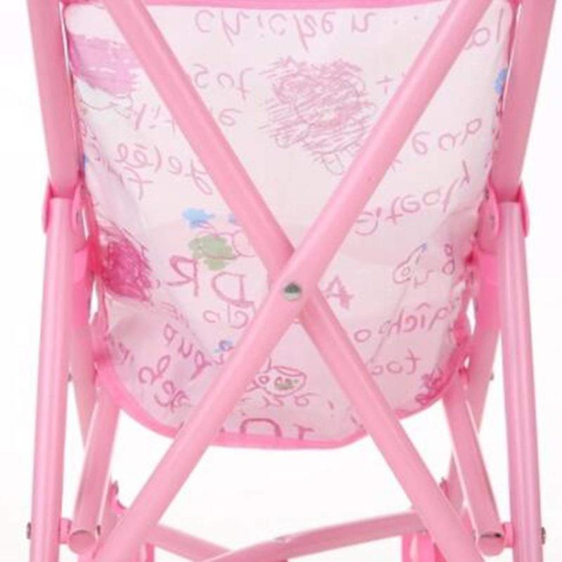 Wózek spacerowy dla niemowląt składany z lalką na 12-calową lalkę Mini wózek spacerowy na prezent różowy