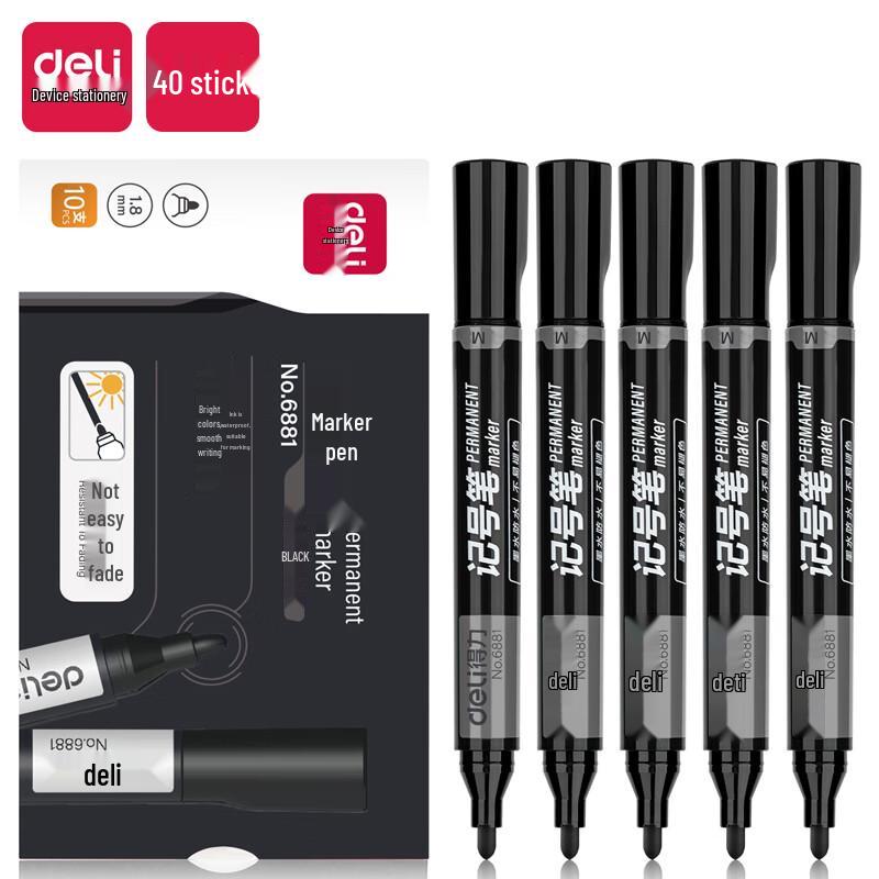 Deli Star Black Marker Pens, 40-Count