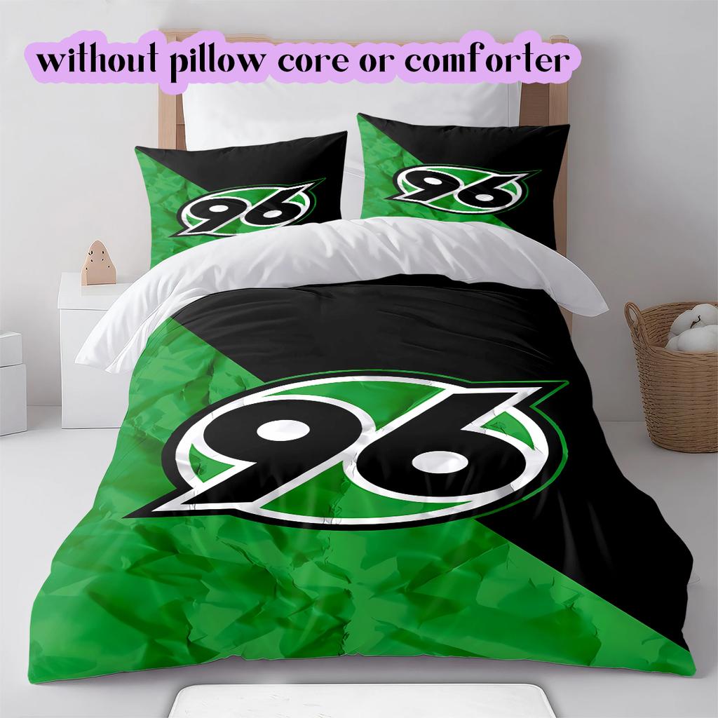 Hannover 96 Pattern Bedding Quilt Set Quilt Cover Pillowcase Home Decoration Birthday Gift (1 * Duvet Cover + 2 * Pillowcase, Without Core)