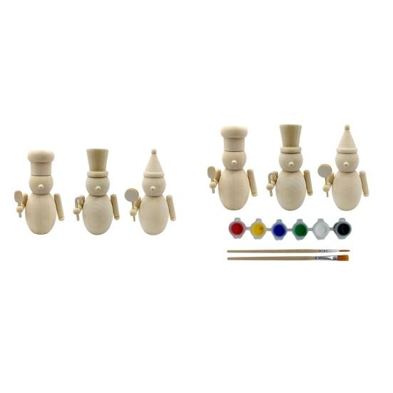 3 Stück Weihnachten Holz Unfertig Nussknacker Figur DIY Roh Unbemalt Soldatenfigur Festival Feiertagsparty Ornament Dekoration