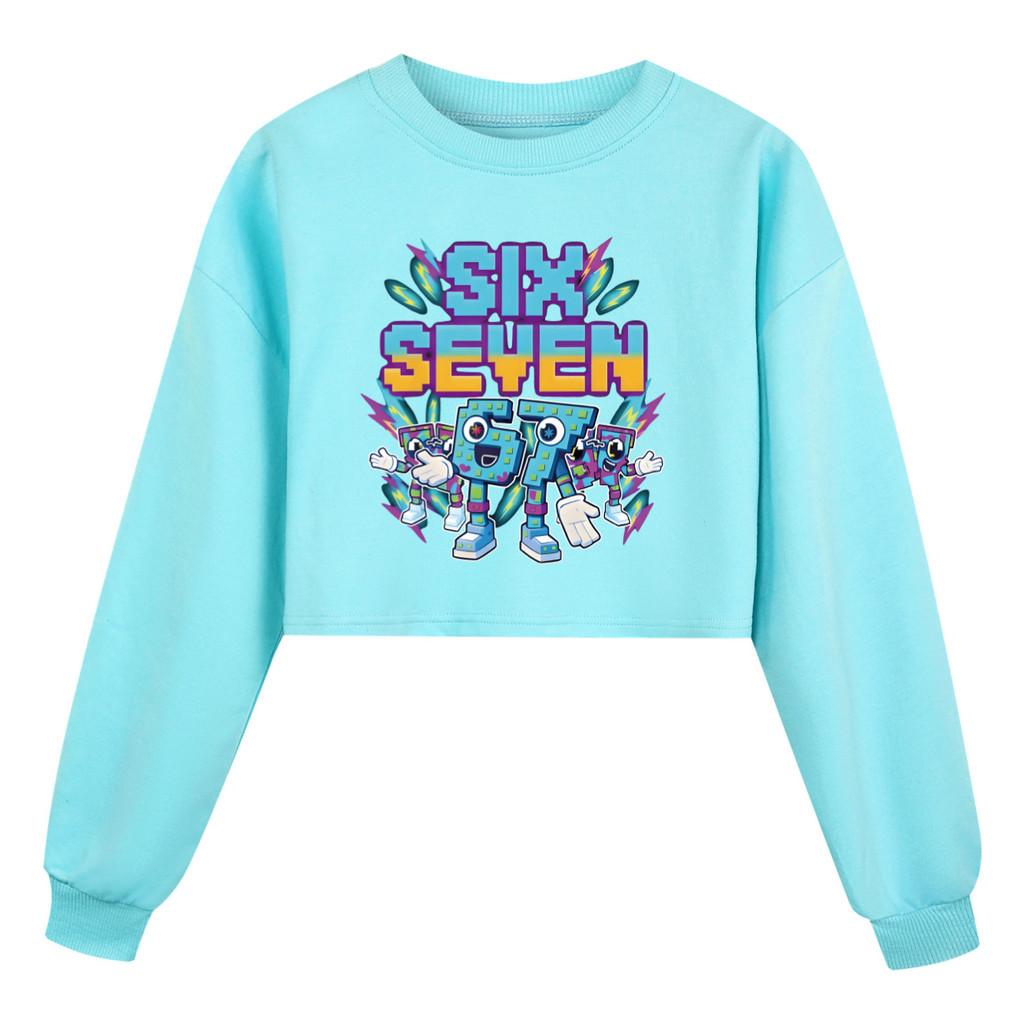 5220 Kinder Mädchen Steal a Brainrot 67 Six Seven Bedruckt Lässig Lange Ärmel Rundhals Sweatshirt Top