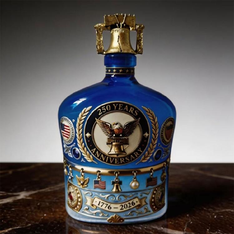 Handcrafted Glass Liquor Container With Intricate Relief Pattern Unique Holiday Season Whiskeys Dispenser