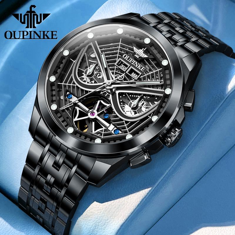 

OUPINKE Мужские часы Многофункциональные механические часы Полые часы Мужские часы класса люкс
