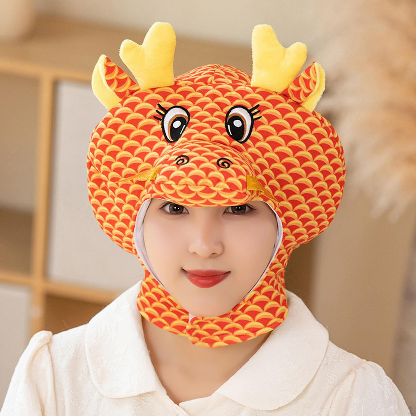 

Дышащая плюшевая шапка-дракон, головной убор для вечеринки, милый карнавальный головной убор для Хэллоуина оранжевый