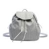 Schoolbag Korean ins Lightweight Nylon Plaid Backpack 1011 New Large Capacity Lazy Wind Versatile Drawstring Small School Bag