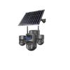 Solar-Powered Triple-Lens Rotating Alert Camera with Red & Blue Lights - Waterproof Outdoor Surveillance