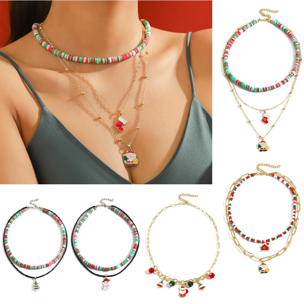 Beliebte Weihnachtskette mit Anhänger von Weihnachtsmann und Schneemann