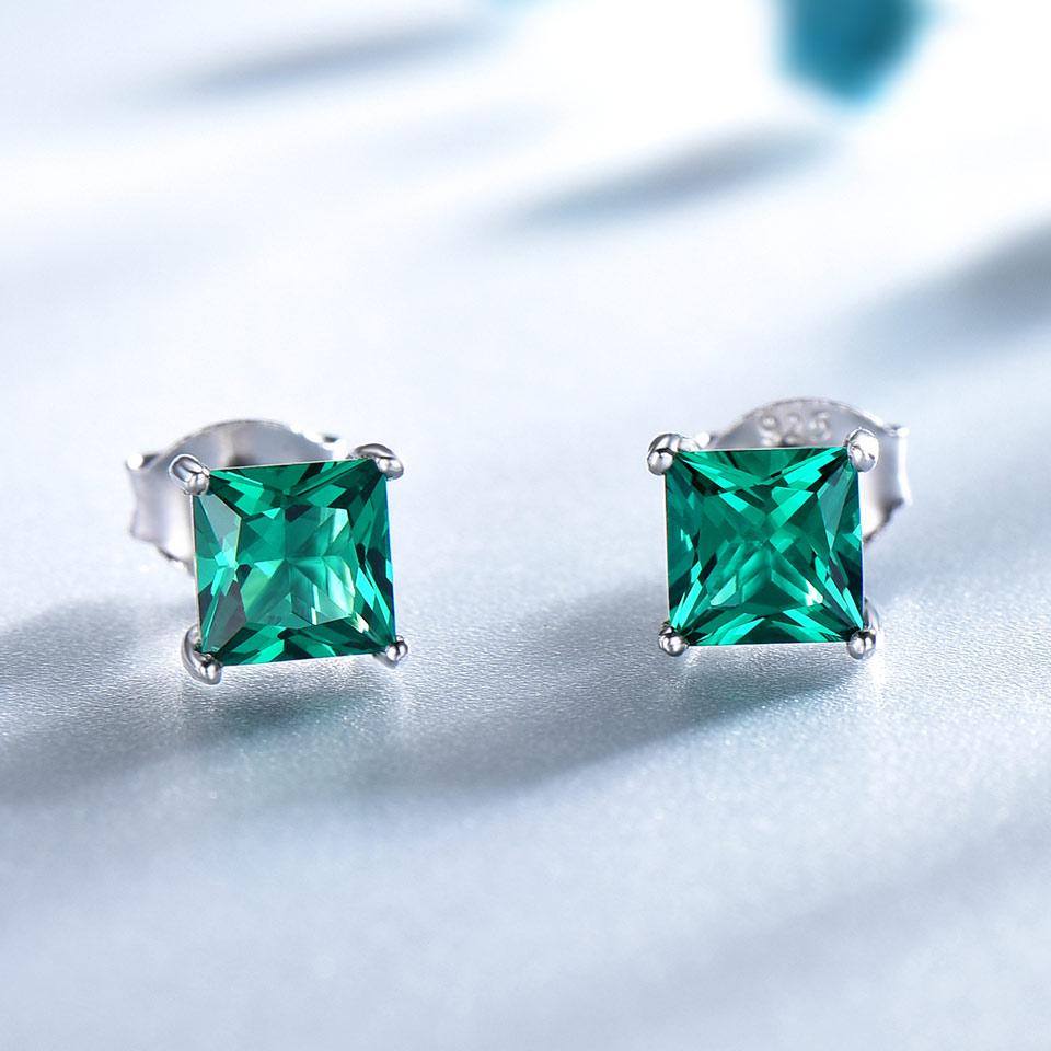 Umcho Emerald Topaz Gemstone 925 Sterling Silver Stud Earrings For Women