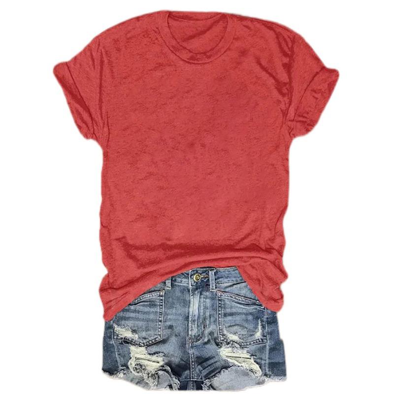 YYFS Dámská móda Ležérní Léto Jaro Jednobarevné halenky a košile s krátkým rukávem a výstřihem do O