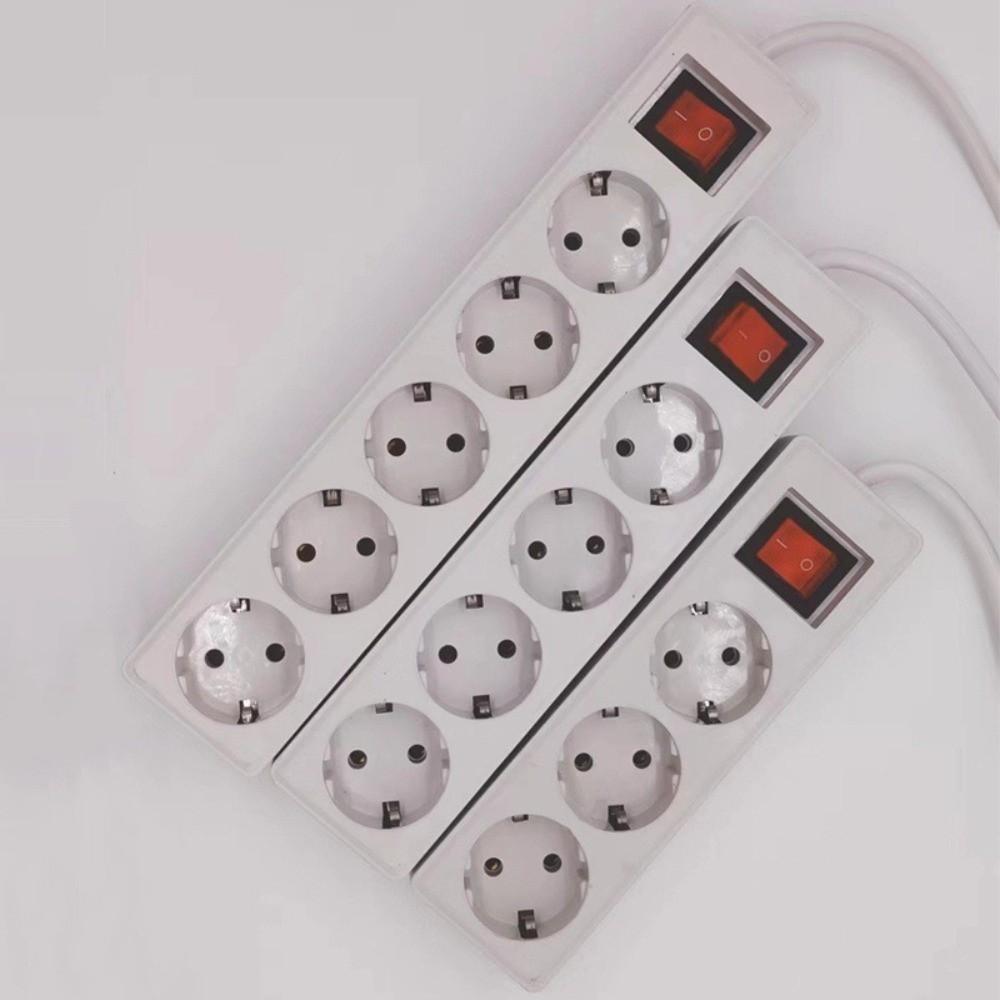 with ON/OFF Switch EU Power Strip 3/4/5 Sockets Power Converter Portable Flat Adapter  Home Use