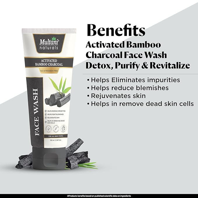 Multani Naturals Activated Charcoal Wash 100 ml Pack Of 1 Deep Cleansing Oil Control Face Cleanser For Men Women