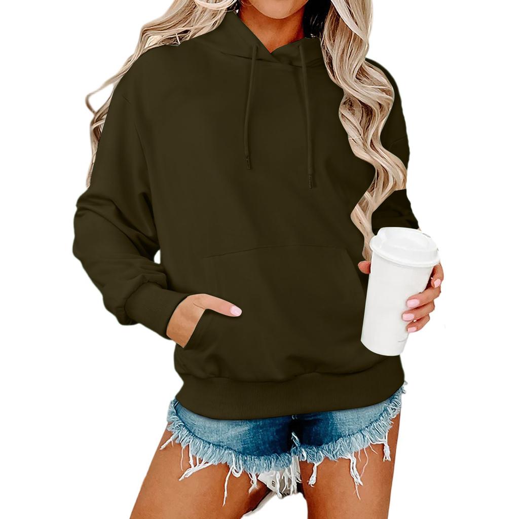 Bluza damska z długim rękawem i obszernym dekoltem, z kapturem i pluszowym kapturem