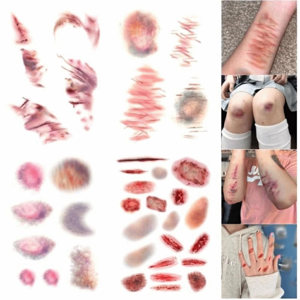 4Sheets Realistic Halloween Temporary Tattoos Waterproof Fake Tattoo Party