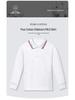 Children's White Cotton Polo Shirt with Striped Collar - Long Sleeve School Uniform for Boys and Girls