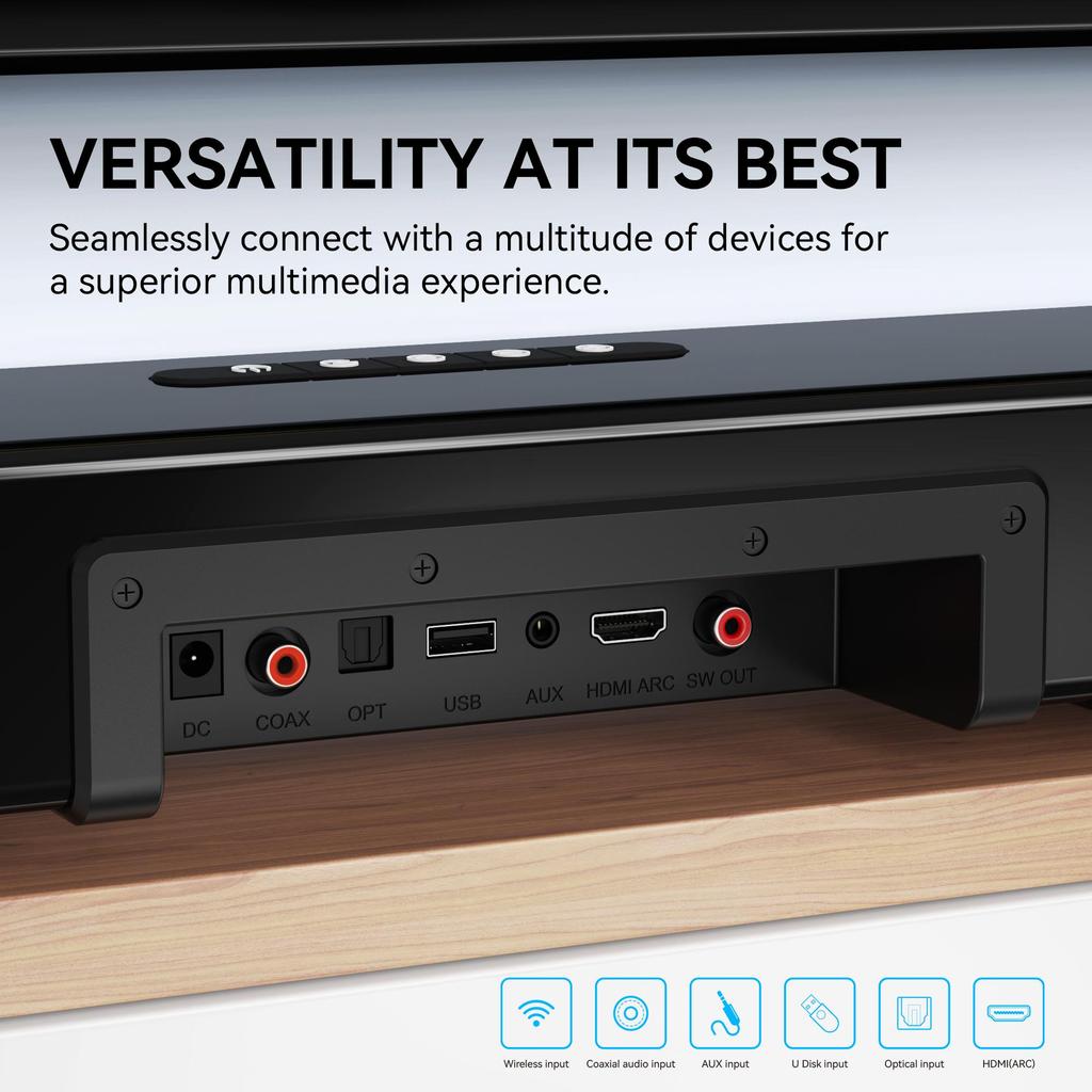 3D Soundbar Soundbar 2.1 Bluetooth Speaker Home Theater TV Subwoofer Reverb Wall Long-Strip Audio System
