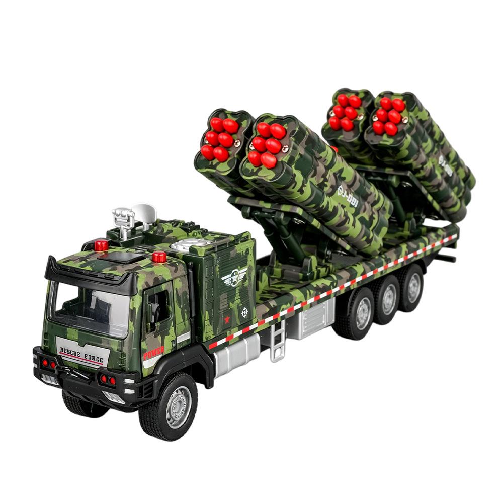 Alloy Anti-Aircraft Missile Artillery Vehicle Toy - Pull-Back Car for Boys Aged 1-6