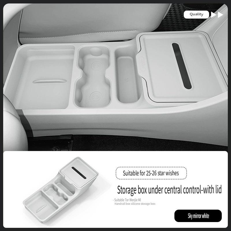 For Geely Xingyuan EX2 2025-2026 Under Central Console Storage Box with Water Cup Holder & Tissue Box Interior Tidy Accessories