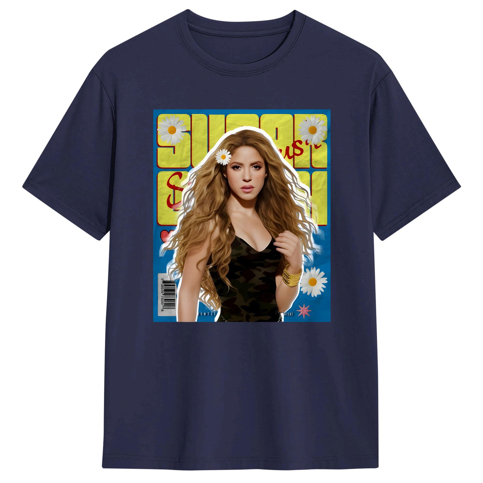 

Shakiras Fashion Poster Cotton TShirt For Couple Summer Street Style TShirts Harajuku Tees Oversized Pattern Tops 4XL