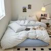 Pure Cotton Four-Piece Bedding Set: Striped Duvet Cover, Bed Sheet for Dorms, A-Class Washed Cotton, Perfect for All Seasons.