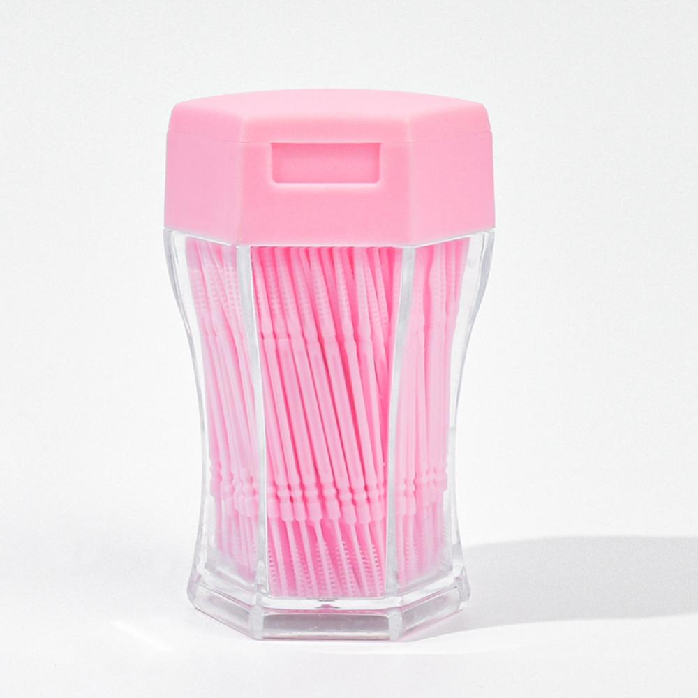 200Pcs/Set Soft Plastic Double-Head Area Brushed Toothpick Oral Care 6.2 Cm Interdental Brush Toothbrush For Dentures