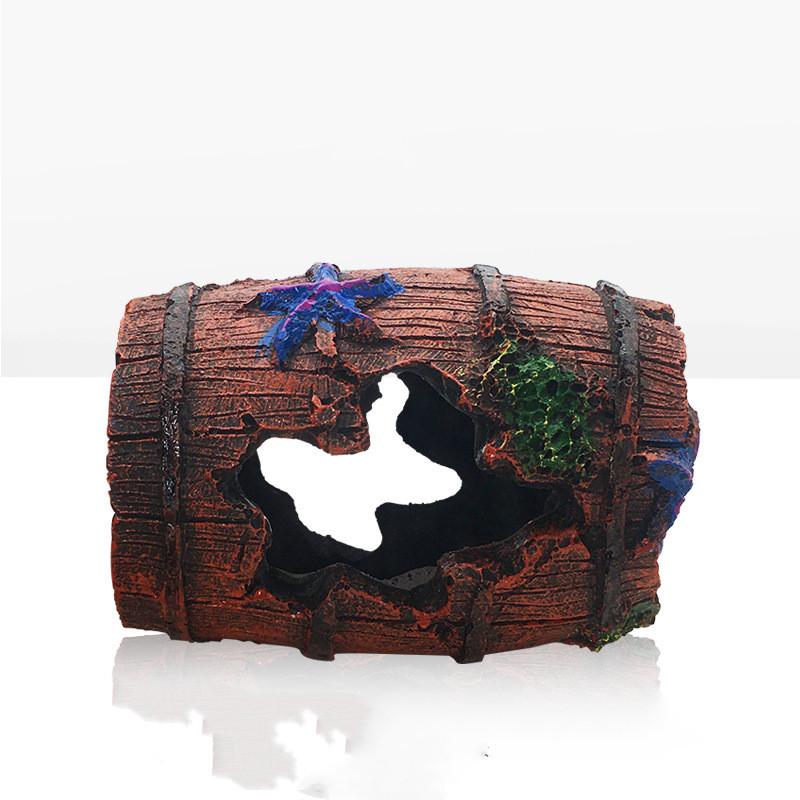 Resin Aquarium Ornaments Decorations Artificial Barrel Cave Landscaping Accessories For Fish Tank Aquarium Decoration Background