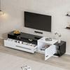 Hochglanz, TV Board Lowboard Schublade, Tür offenem Fach, Eleganter TV-ständer Fernseher bis zu 70 Zoll, Esszimmer, 170cm, Weiß & Schwarz