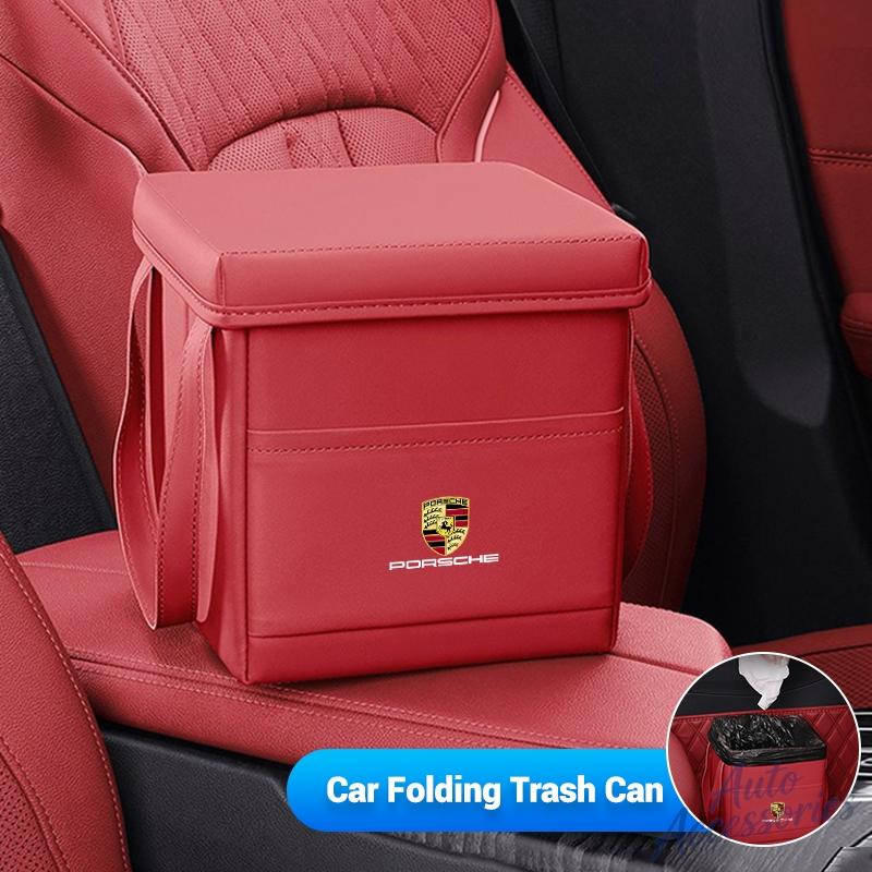 AIC1 Fashion Car Folding Trash Can Convenient Installation Sticker For Porsche Cayenne Panamera Macan 911 718 Taycan Cayman 918 Pajun