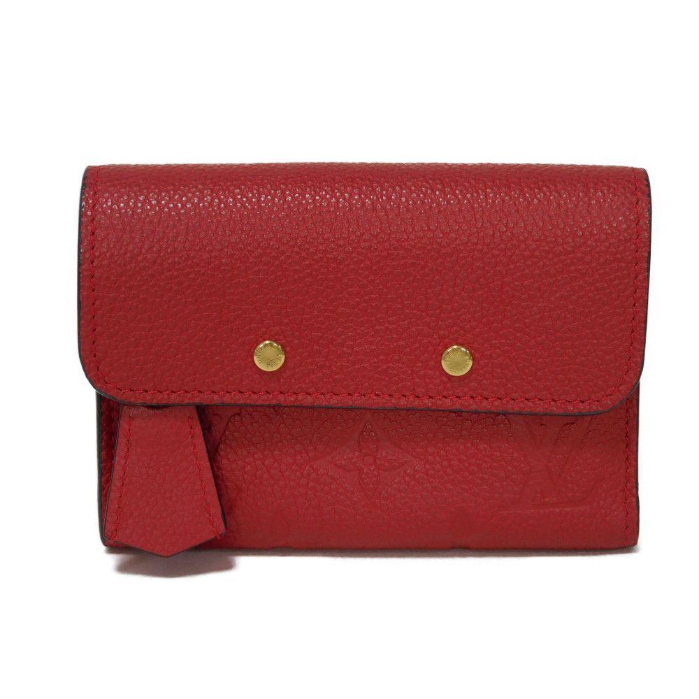 Used 12564 Portefeiulle Pont Neuf Compact M62185 7942 LV logo flower embossed Monogram Empreinte Series unisex from