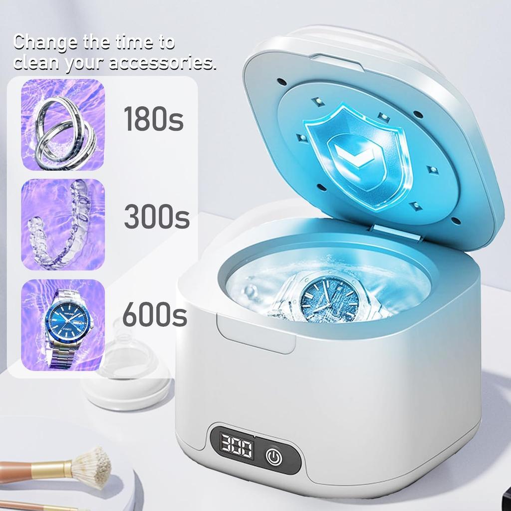 Ultrasonic Retainer Cleaner Machine, 49kHz Ultrasonic Dentures Cleaner for Retainer, Mouth Guard, Aligner, Toothbrush Head, 340ML Ultrasonic Cleaning
