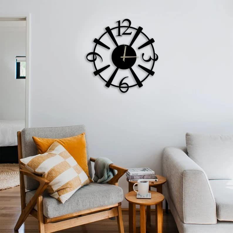 Clock for Home and Hall, Living Room, Bedroom, Office, Antique Big Size Modern Wall Watch for Home Decor  40 Cm), Black