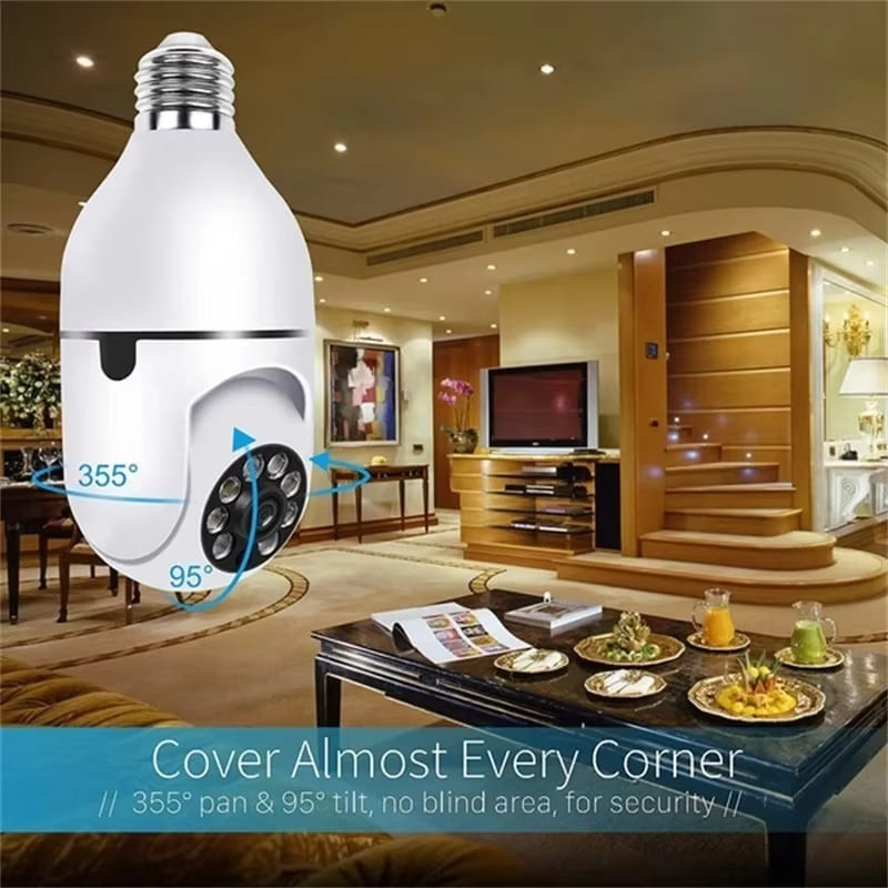E27 Bulb 2.4G 5G Wifi Κάμερα επιτήρησης Νυχτερινής όρασης Πλήρης έγχρωμη αυτόματη παρακολούθηση ανθρώπου 4X Ψηφιακό ζουμ Βίντεο κάμερα IP ασφαλείας