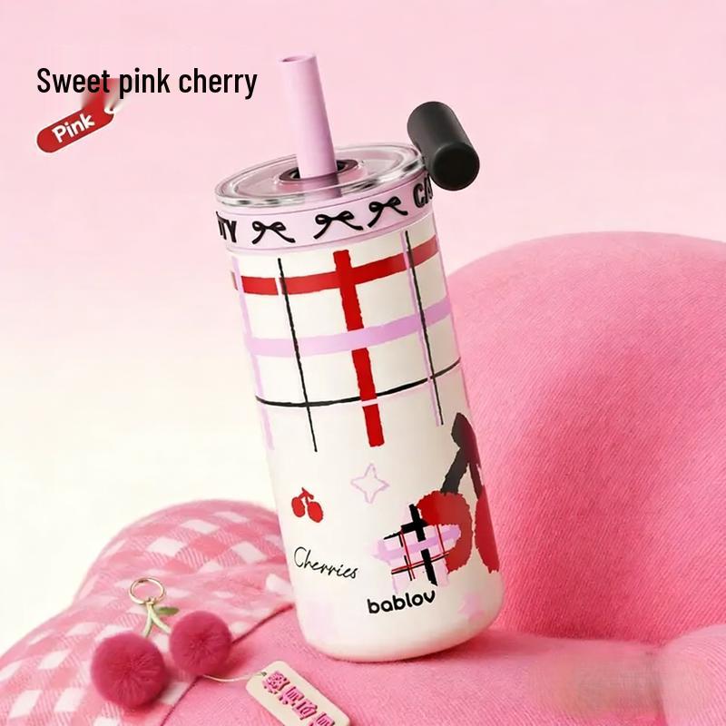 Hua Ban Sen Double-Liner Insulated Tumbler with Straw 550ML