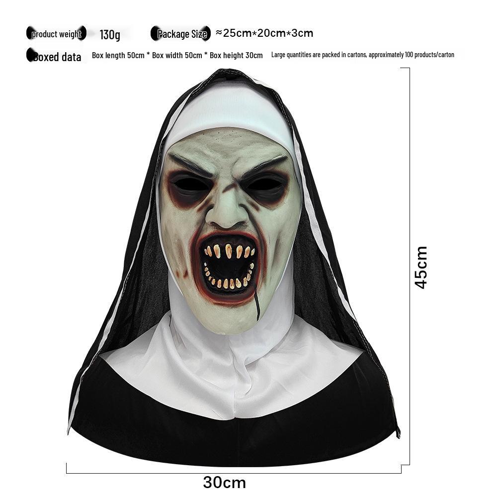 Maska Masquerade - Hełm Zakonnicy z Otwartymi Ustami - Straszna Twarz Ducha na Imprezę Halloweenową