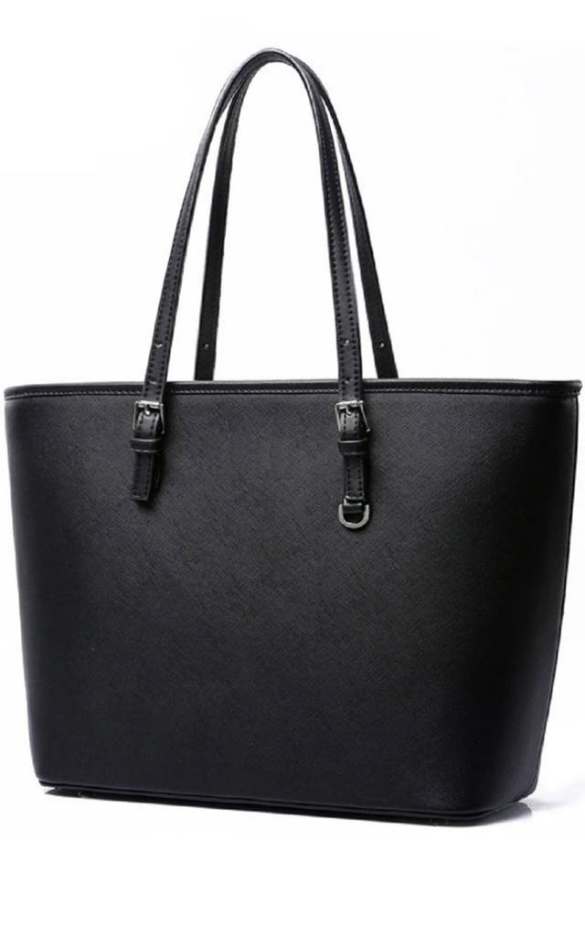 Miwoluna Business Tote A4 PU Leather No Black Women's Bag, Size, (Black, Logo, Hardware)