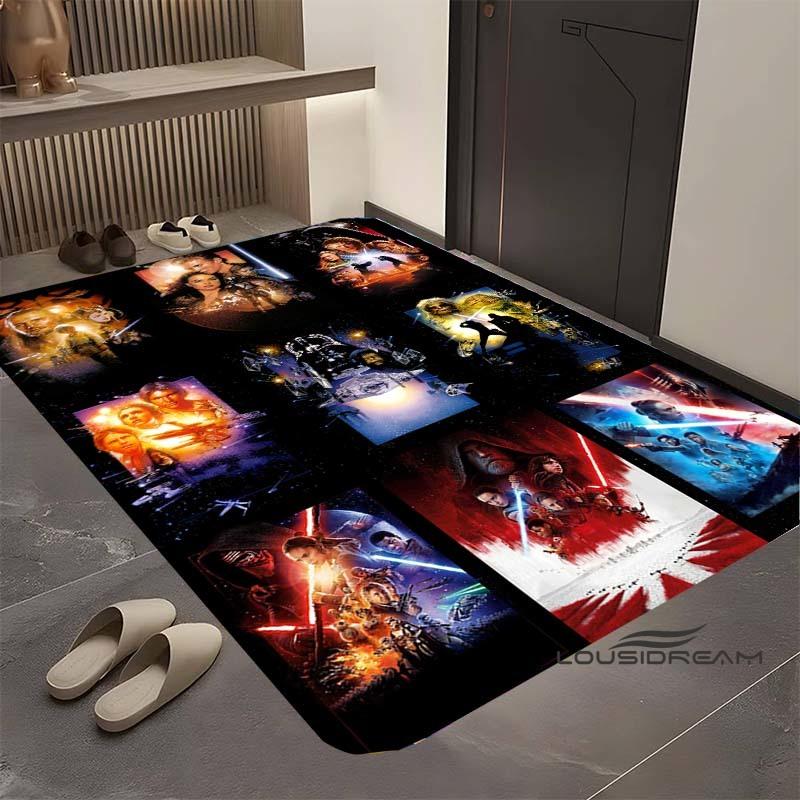 

Коврик Star Wars мультяшный, подходит для гостиной, ретро-узор с галактикой, космосом, космическим кораблем, большой нескользящий коврик для прихожей, коврик для ванной, дом 60x90cm