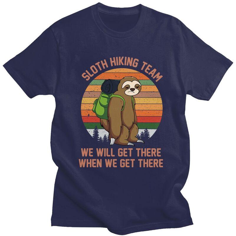 Custom Sloth Hiking Team T Shirts Men ShortSleeve Tshirts Streetwear Tee Tops Oversized Tshirts Merch