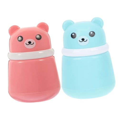 SECFOU 2-Piece Baby Powder Puff Case with Cute Bear Design, Travel Powder Bottle with Large Capacity, Suitable for Babies and Adults, Convenient for D