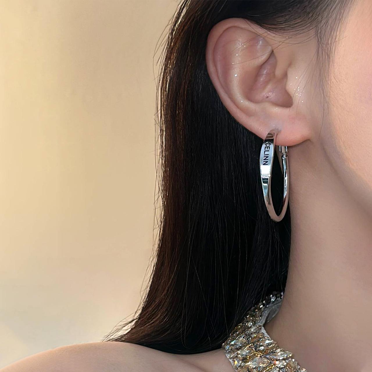 

2025 Luxury Retro Letter Hoop Earrings for Women - Large, Elegant, Metal Design
