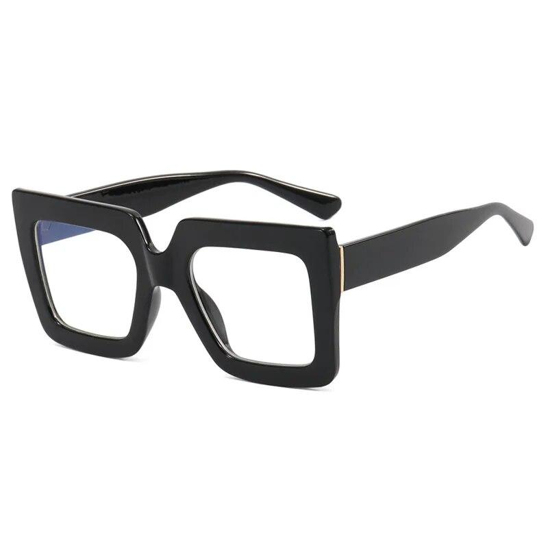 Monture de lunettes carrée tendance Grande Anti Lumière Bleue Miroir Plat Forme Concave Lunettes de Mode pour Femmes Design Simple