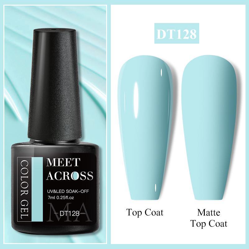 

MEET ACROSS 7 мл зеленый, красный, желтый неоновый гель-лак для ногтей, летний ярко-оранжевый красочный маникюрный УФ-светодиодный гель-лак для дизайна ногтей DT128 темный сине серый