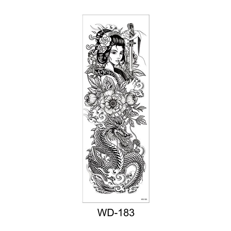 Long Flower Full Arm Waterproof Temporary Tattoo Stickers