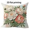 1pc Vintage Peony Floral Throw Pillow Covers 2D Flat Printed Decorative Cushion Cases for Home Sofa Bedroom Living Room
