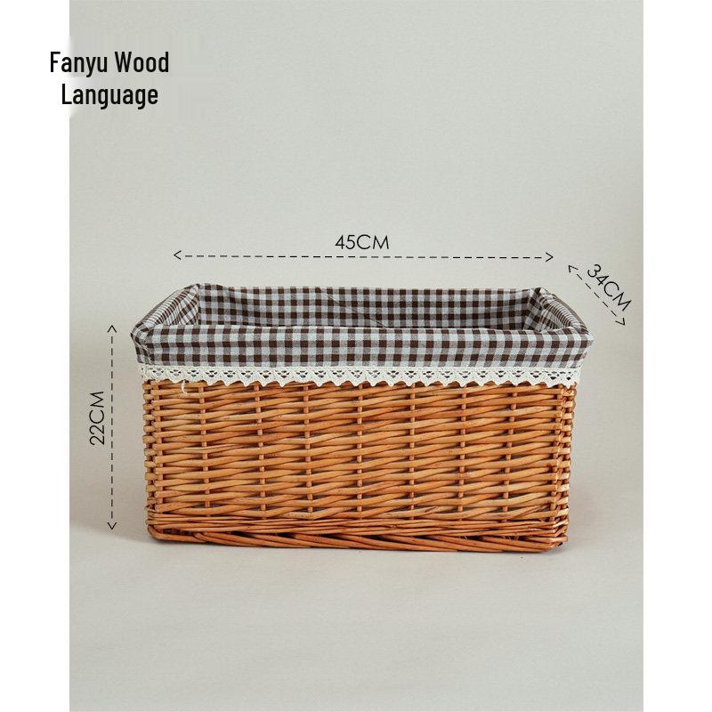 Woven Bamboo Fabric Storage Basket for Snacks and Sundries