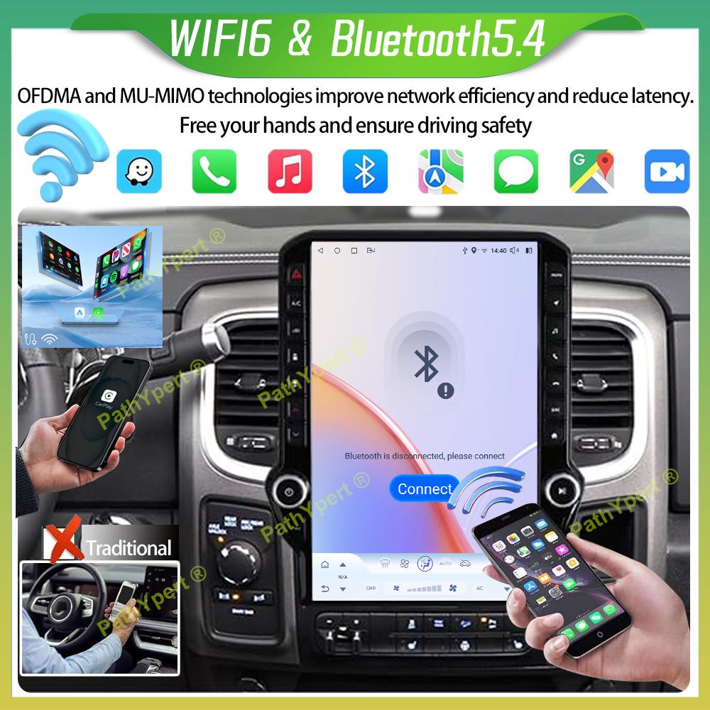 14.5"Qualcomm 6125 Chip Android 15 For Dodge RAM 1500 2500 3500 2013-2018 Multimedia Player Tesla Screen Wireless Carplay Stereo